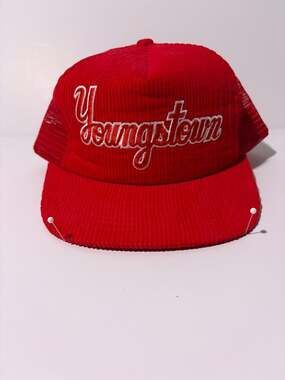 Youngstown Clothing Co. Trucker Hat One Size Fits All Red Script Corduroy